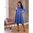 thumbnail image 2 of Plus Size Long Sleeve Pleated Fit N Flare Midi Dress, 2 of 10
