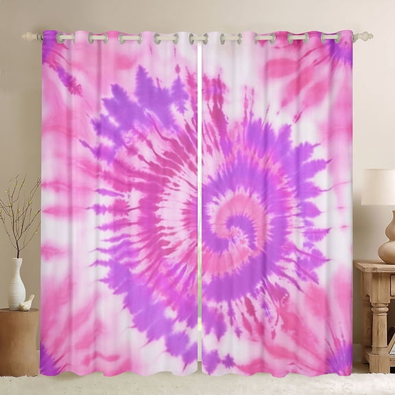 Manfei Tie Dye Black Out Curtains for Teens Boys Girls,Abstract Watercolor Art Curtains Pack of 2 (42x63 Each),Purple Pink Bedroom Curtains,Luxury Bedroom Decor