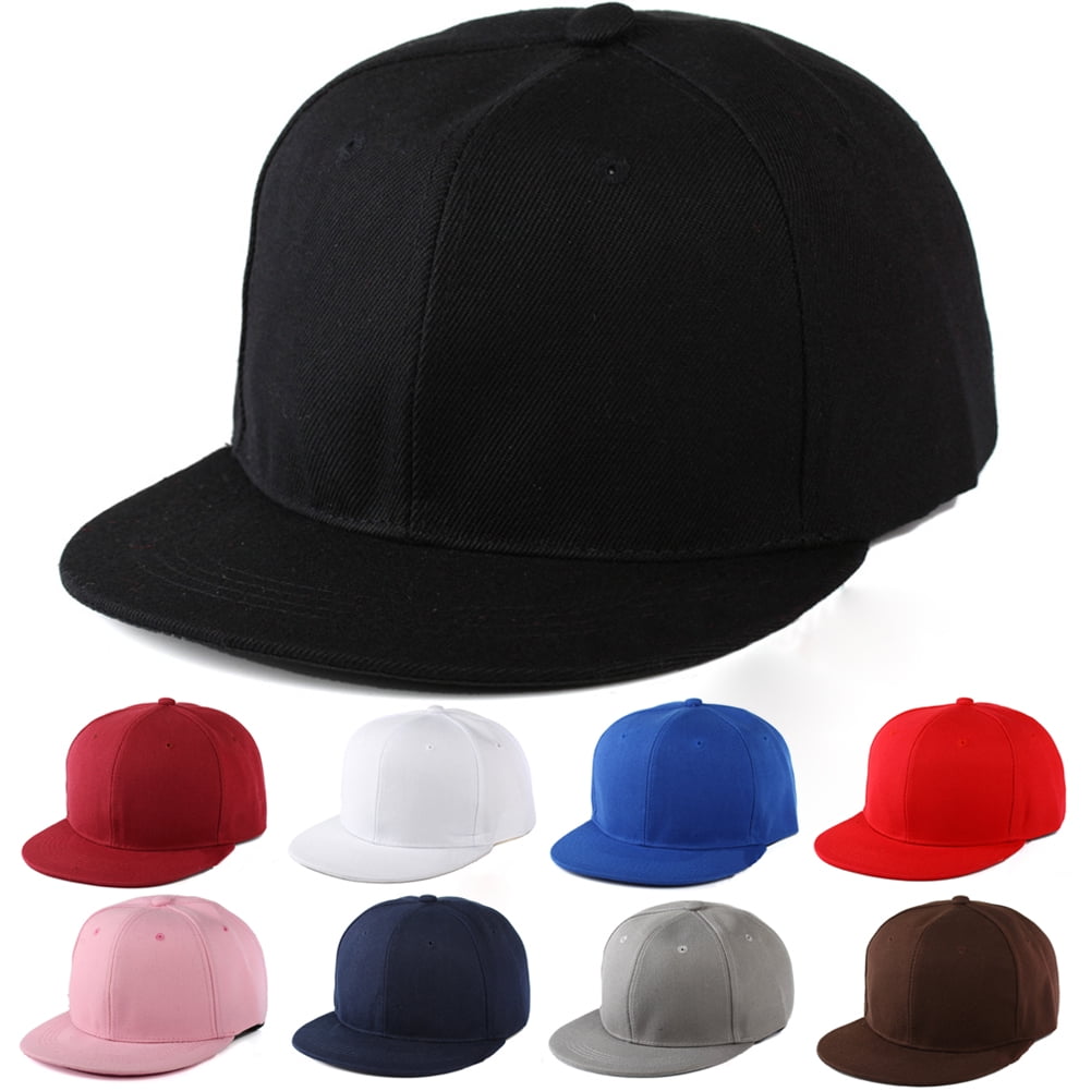 Unisex Men Women Blank Baseball Cap Plain Bboy Snapback Hats Hip-Hop Adjustable 