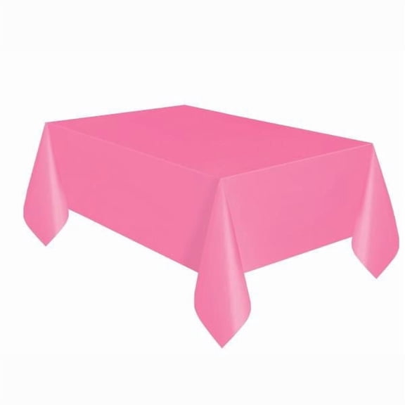 Nappe de table rectangulaire en plastique rose vif, 54" x 108"