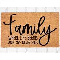 Doormat Family Where Life Begins And Love Never Ends Welcome Mat Gift (24" x 36") #4439