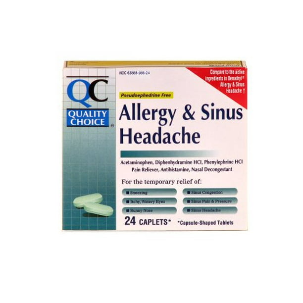 6 Pack Quality Choice Sinus Allergy Headache Pain Relief Caplets 24 Count Each Walmart Com Walmart Com 6 Pack Quality Choice Sinus Allergy Headache Pain Relief Caplets 24 Count Each Walmart Com Walmart Com