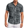 thumbnail image 2 of QHRMKOG Short Sleeve Shirts for Men Relaxed Fit Tropical Print Hawaiian Shirts Light Holiday Button Down Beach Shirt Summer Trendy Top Gray XL, 2 of 6