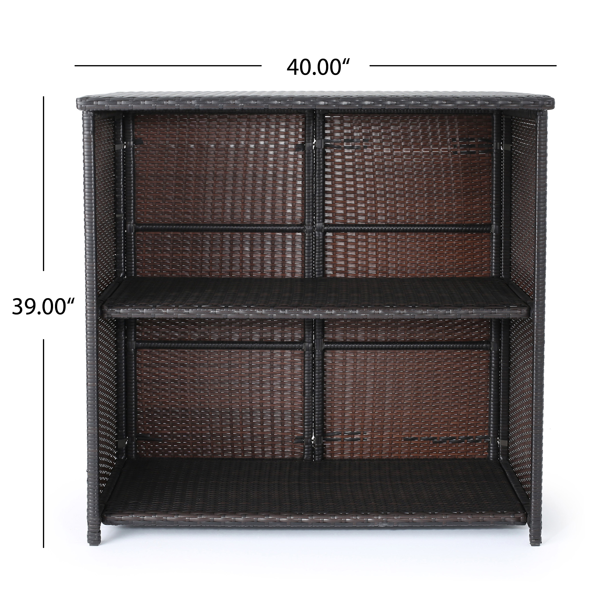 Colina Outdoor 3 Piece Wicker Bar Island Set, Multibrown