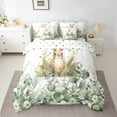thumbnail image 2 of Cute Animal Bed in a Bag 7-Piece Cartoon Rabbit Bedding Set, Spring Eucalyptus Full Comforter Set Watercolor Leaves Bedding Comforter Sets, Kawaii Farm Animal Bed Set, 2 of 6