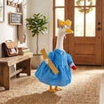 thumbnail image 7 of JHyouerji Goose Outfit Teacher Dress Costume Blue Polka Dot with Ruler Apple and Glasses for Porch Lawn Goose Statue Yard Decor, 7 of 7