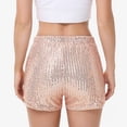 thumbnail image 4 of Women's Sequin Shorts Elastic Waist Sparkly Party Bottoms with Pockets - Large, Gold, 4 of 6