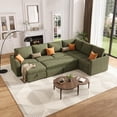 thumbnail image 1 of Sectional Sleeper Sofa with Pull Out Bed, Corduroy Modular Sectional Sofa U Shaped 7 Seat Couch with Pull Out Couch and Storage Seat & Ottoman, Convertible Couches for Living Room, 1 of 8