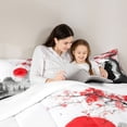 thumbnail image 5 of Castle Fairy Teenagers Japanese Samurai Full Size Comforter Sets,Black Red Bedding Sets, 5 of 8
