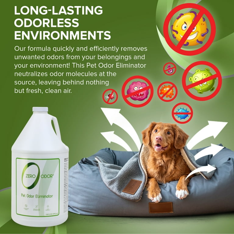 Zero Odor Pet Odor Eliminator Deodorizer for Dog Cat Urine Carpet Smell Remover 128 oz Refill