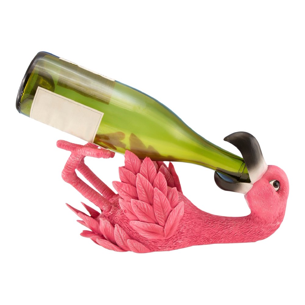 Funny Hot Pink Flamingo Wine Bottle Holder Resin Tabletop