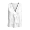 thumbnail image 7 of Atogsazn Women's Summer V Neck Linen Tank Tops Dressy Casual Sleeveless Pleated Front Vest Basic Tunic Tops White M Fashion, 7 of 7