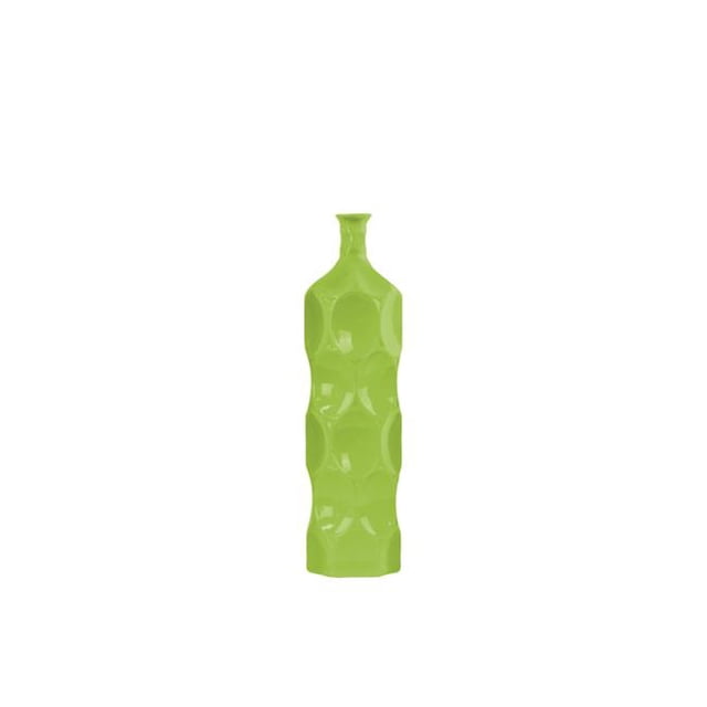 Urban Trends Collection 24407 Ceramic Round Bottle Vase With Dimpled Sides, Medium - Green