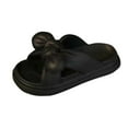 thumbnail image 3 of Xfvqtps Slides for Women Flat Cross Straps Bow Thick Sole Non Slip Comfortable Beach Summer PVC Sandals Black, 3 of 6