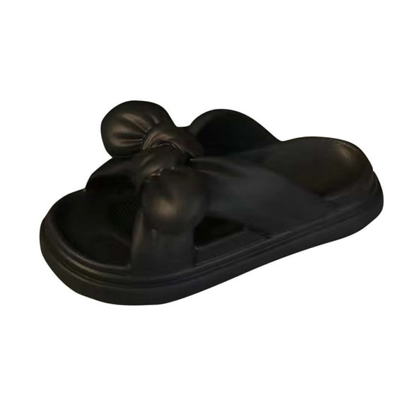 Comfy Slippers Thick Sole Cute Bow Soft Cushion Platform Non-Slip Quick Drying Open Toe Home House Bathroom Bedroom Slides Lightweight Sandals Indoor and Outdoor Shoes for Women and Girls