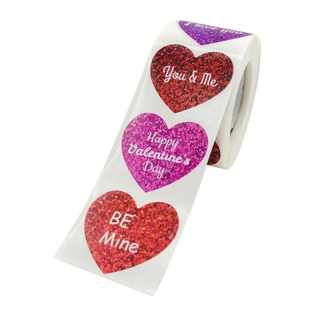 Etiquetas adhesivas de corazón de amor, 500 Uds., decoración del Día de San Valentín, manualidades, sobres, etiquetas adhesivas para suministros de , Púrpura