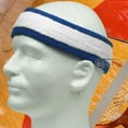 thumbnail image 3 of Couver Unisex Two Tone Wide Basketball Headband Striped Sports Sweatband 3 Pack One Size, White/Blue, 3 of 7