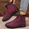 thumbnail image 4 of Snow Boots for Women Stitching Furry Lined Zipper High Top Winter Ankle Booties Outdoor Non-Slip Walking Shoes, 4 of 7