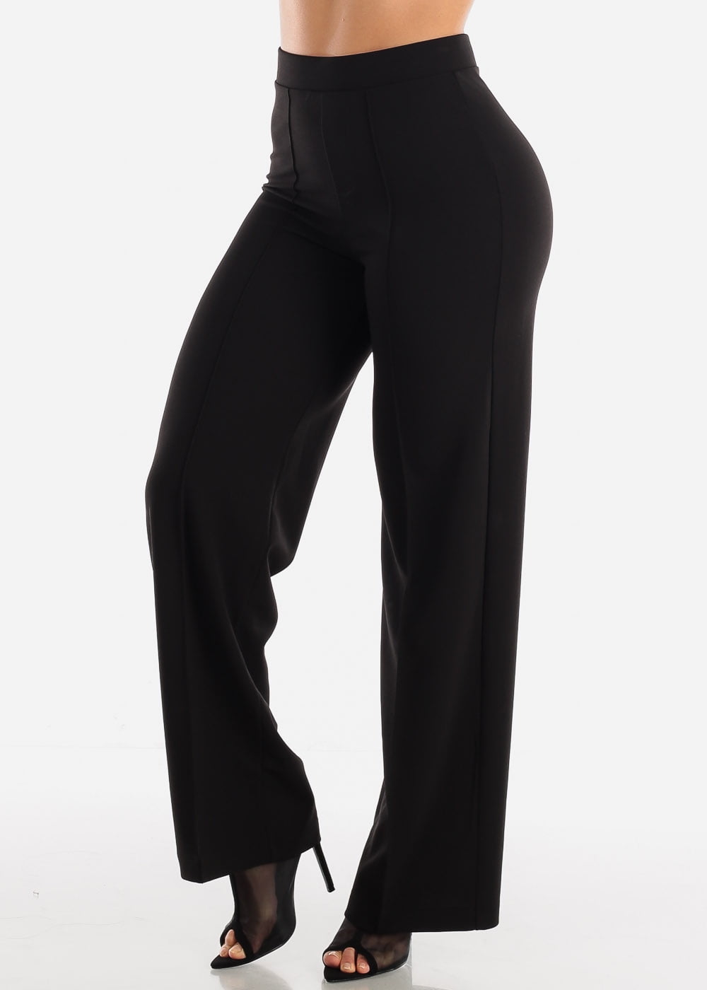 women's wide leg black dress pants