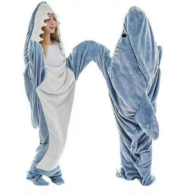 Sudadera con capucha y manta de tiburón para adultos, mono de tiburón para adultos, manta portátil para adultos, talla L