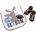 thumbnail image 6 of Baby Essentials Baby Bib & Bootie Sock Set – Football Outfit Gift for Newborns & Infants (Brown My 1st Season, 0-12 months), 6 of 8