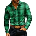 thumbnail image 2 of Gamivast Men's Plaid Flannel Shirts Long Sleeve Button Down Casual Collared Tops Classic Fit Checkered Dress Shirts for Fall Winter Daily Workwear Western Style Green XXL, 2 of 6
