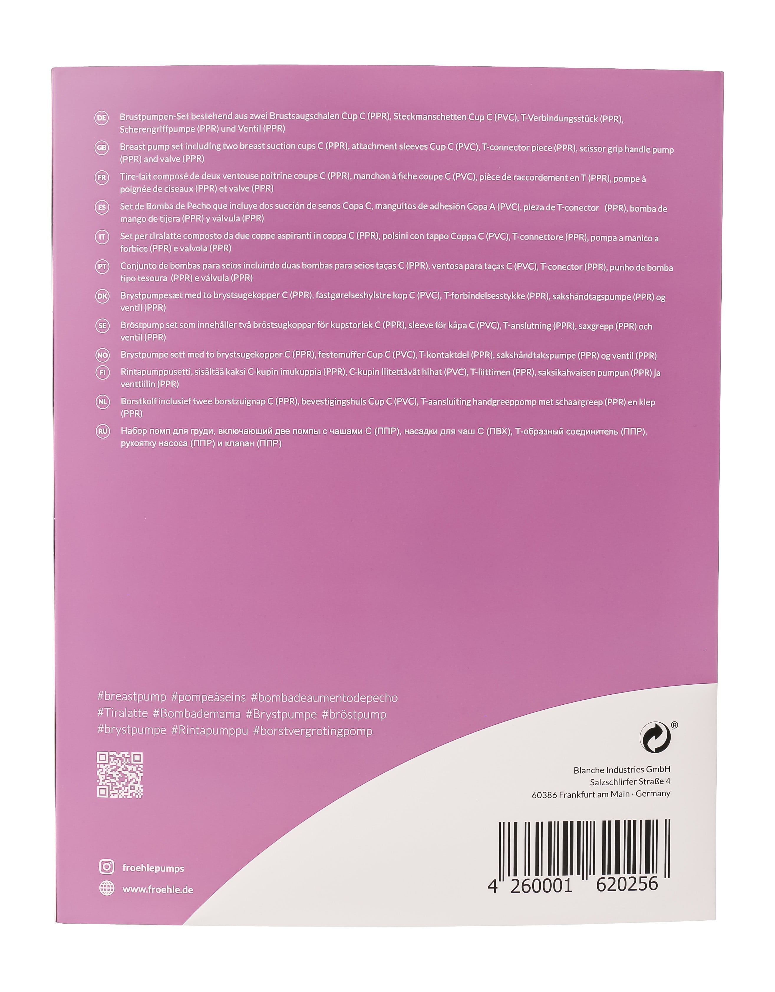 Frohle Breast Pump BP007 Size C Includes Two Cups Tit Nipple Pumping