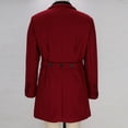 thumbnail image 5 of Mrmaere Men's Long Peacoat Double-Breasted Contrast Lapel Stylish Outerwear for Formal & Edgy Wine M, 5 of 7