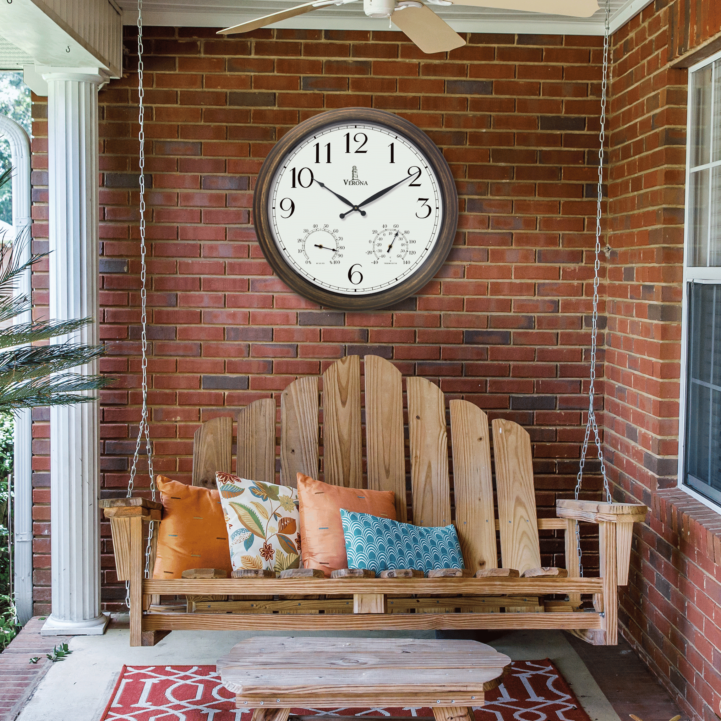 Outdoor Clock for Patio Large Waterproof with Thermometer - 24 inch Indoor Outdoor Wall Clock with Temperature and Humidity Combo - Weatherproof, Accurate & Easy to Read for Pool, Garden & Home Decor
