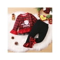 thumbnail image 2 of Toddler Girl Christmas Plaid Clothes Santa Long Sleeve Shirt Tops and Plaid Long Pants Outfit Set, 2 of 9