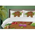 thumbnail image 4 of Ambesonne Gingerbread Man Duvet Cover Set, Christmas Cookie, 2-Calking, Brown Green Red, 4 of 7