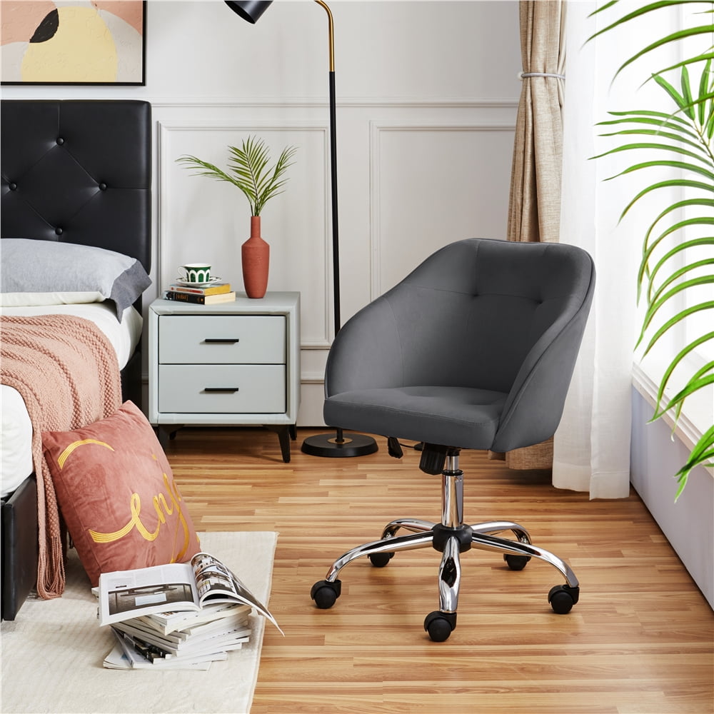 Alden Design Modern Velvet Adjustable Swivel Office Chair, Gray
