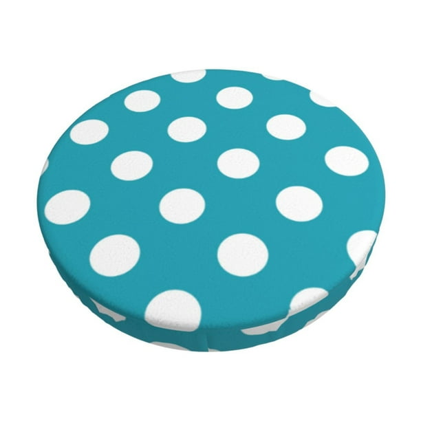Disketp Sky Blue And White Polka Dot Funda Redonda para Taburete, Funda de Cojín para Silla de Bar Suave y Elástica-14 inch
