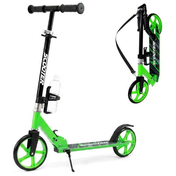 Kick Scooter for Ages 6 , Kids, Teens & Adults. Foldable Lightweight Scooter with 8 Inch Big Wheels, Cup Holder, Carry Strap, 3 Adjustable Levels, Max Load 240 LBS, Christmas birthday Gift for Childs