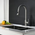 thumbnail image 3 of Robinet de Cuisine avec Pulvérisateur Rétractable Tête de Pulvérisation Trou Unique 3 Trous avec Plaque Noir Mat/or/nickel Brossé Inox, 3 of 10