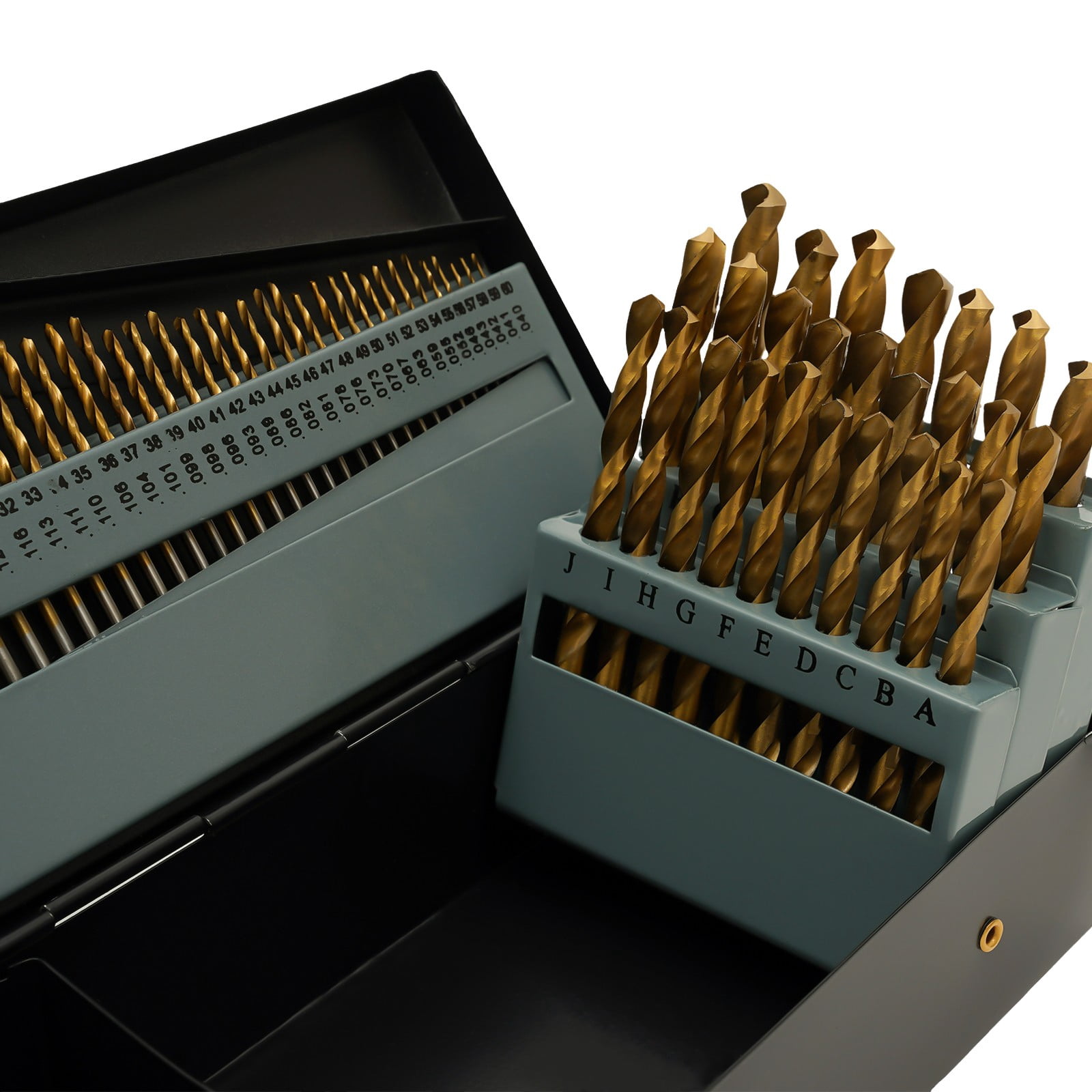 115PCS Drill Bit Set, 4241 High Speed Steel & Iron Material, Gold Black Painted Surface. 118° Point Angle, Straight Round Shank, Spiral Flute for Electric Drill Mount
