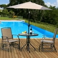 thumbnail image 3 of Costway 3PCS Patio Bistro Furniture Set Rocking Glider Chair Glass Table W/Umbrella Hole, 3 of 10