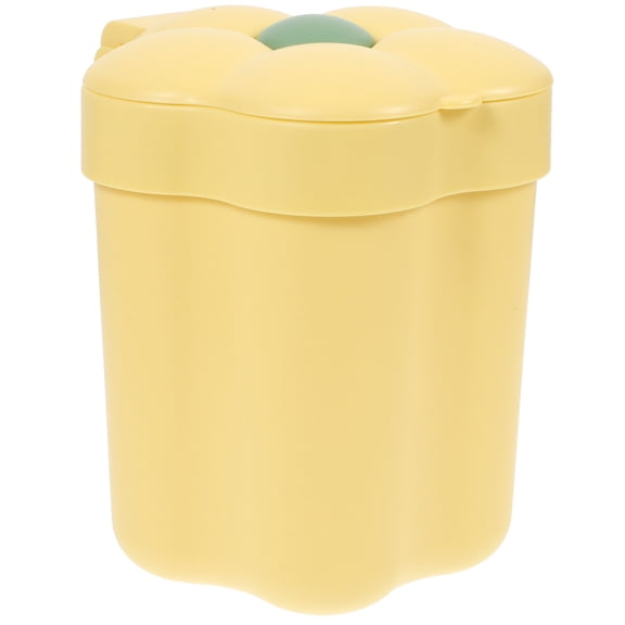 TEHAUX Convenient Trash Bin with Lid Yellow Premium Plastic Decorative Rubbish Bin for Desktop Storage