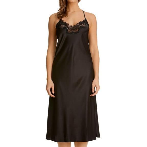 Monique Lhuillier x Hanky Panky Jolie Lace Trim Gown, Black, Small