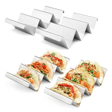 MaPinKa Stainless Steel Taco Stand Rack 2-Pack - Oven, Dishwasher & Grill Safe Taco Tray with Durable Taco Holder for Baking, Serving & Kitchen Organization