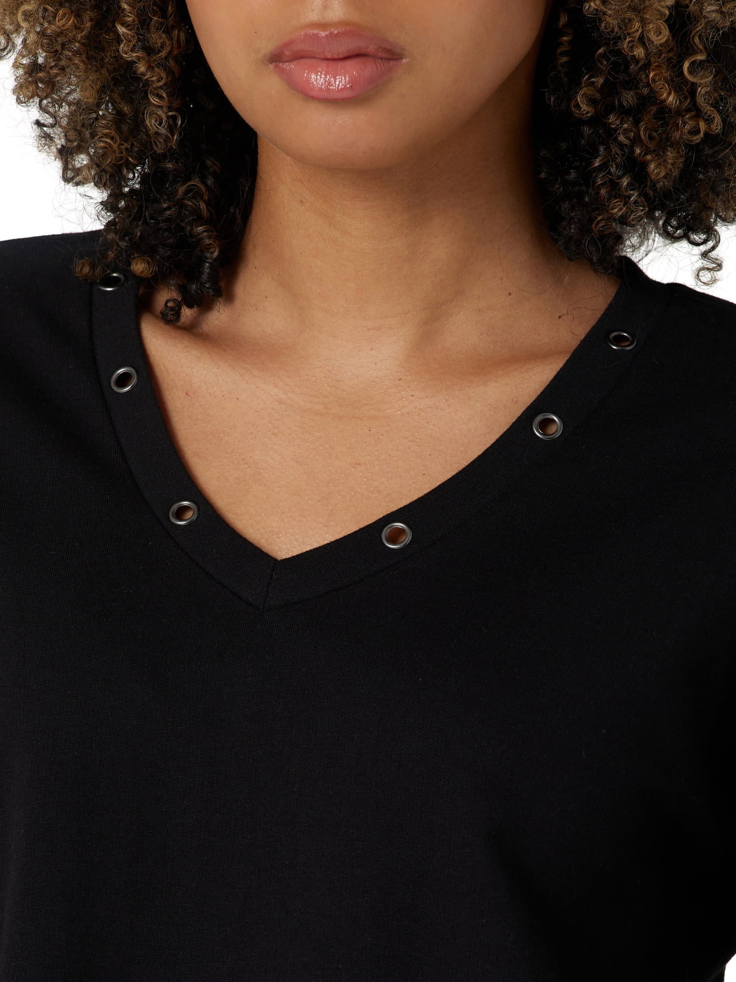Rock & Republic Women's Long Sleeve V-Neck Sweatshirt