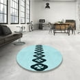 thumbnail image 4 of Ahgly Company Machine Washable Indoor Round Transitional Electric Blue Area Rugs, 4' Round, 4 of 7