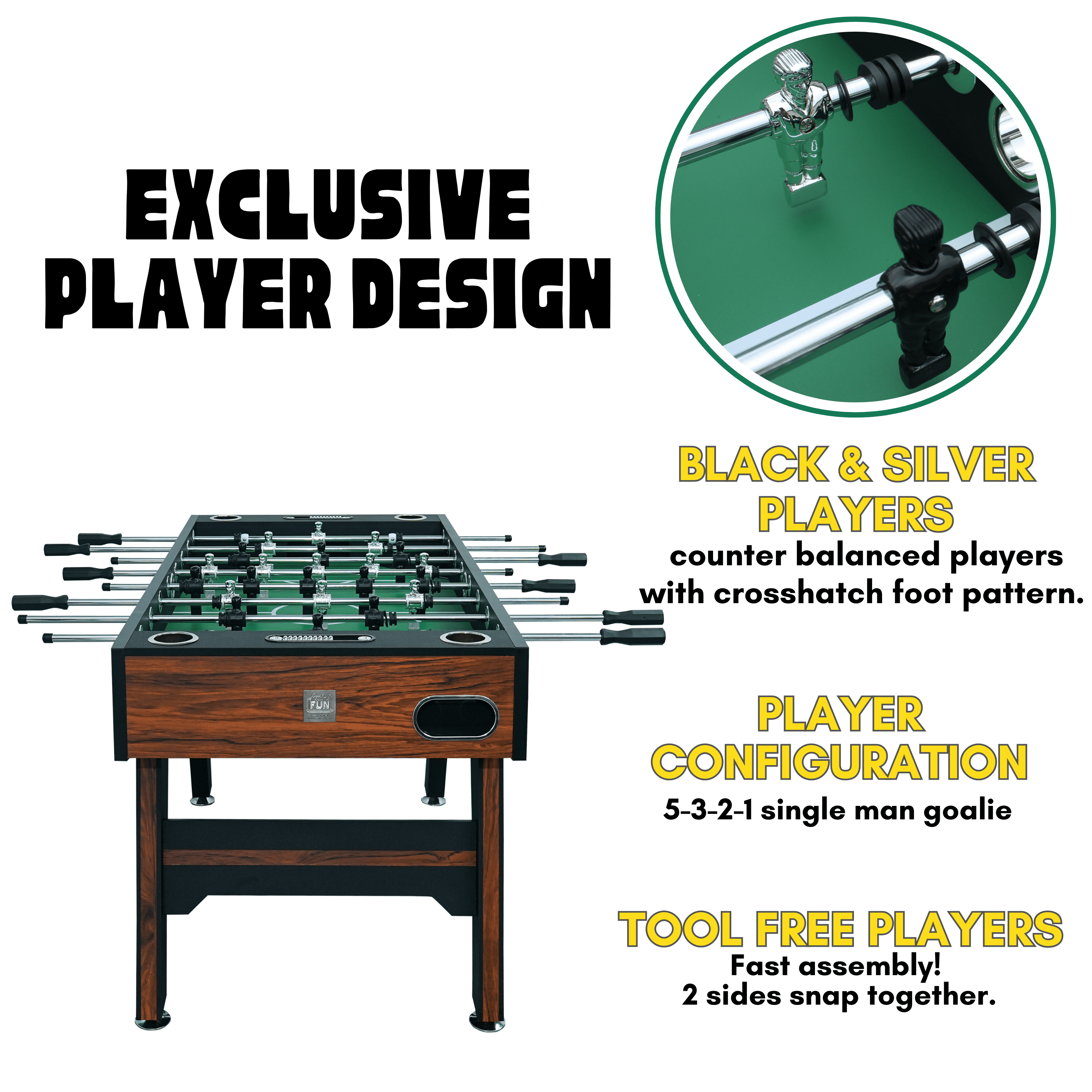Freetime Fun Foosball Table Adult Size 56" for Game Room, Full Size Easy Assembly Soccer Foosball Table  - SKU RF4300