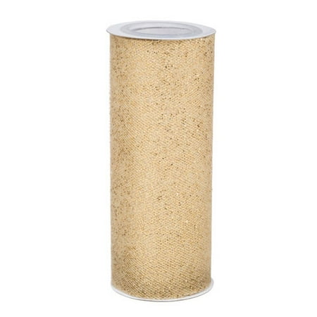 6yd Latex - Glitter Tulle Roll: Gold, 6 in x 10 yd
