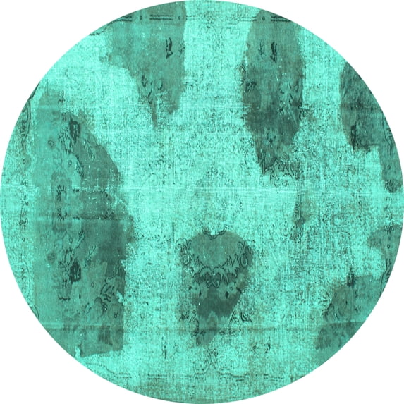 Ahgly Company Indoor Round Abstract Turquoise Blue Contemporary Area Rugs, 6' Round