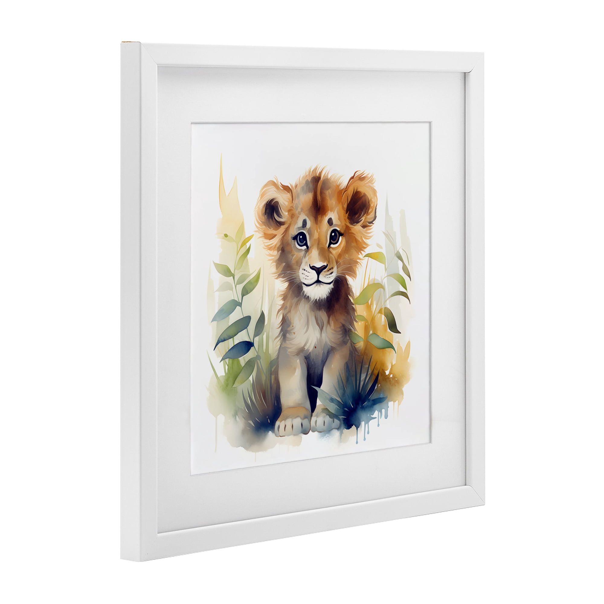 Stupell Industries Crafty Critters Lion White Framed Print Under Glass, design by Steve Hunziker