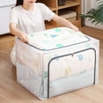 thumbnail image 4 of 80L Large Foldable Storage Bins Organizer in Clear & Gray Zipper (Set of 3), 4 of 8