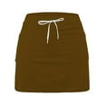 thumbnail image 5 of Clearance! Delayuji Black Skirt with Shorts Fashionable Casual Sports Casual Skirt with Pocket Drawstring Solid Color Mid Waist Skirt Pants Xxl Brown, 5 of 6