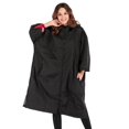 thumbnail image 3 of 2 Piezas Unisex Resistente a La Intemperie con Capucha Ligera Cortavientos de Doble Capa con Forro Polar Chaqueta Larga de Invierno Carcasa Resistente Macarena Chaqueta cortavientos para adulto, 3 of 8