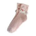 thumbnail image 4 of VISALY Womens Fuzzy Thick Socks Animal Socks Comfortable Soft Crew Socks Fleece Fluffy Plush Warm Sleep Soft Cozy Winter Cute Adult Socks Pink One Size, 4 of 4